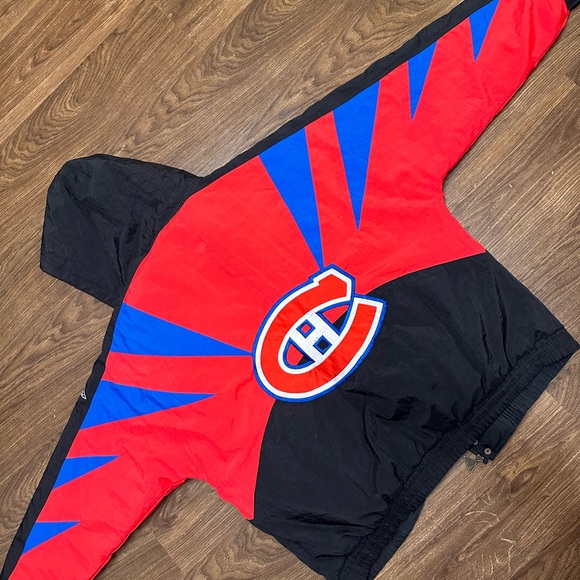 VTG Montreal Canadiens APEX BomberJacket Men’s Size Large SharkTooth NHL Red 90s - Picture 5 of 8